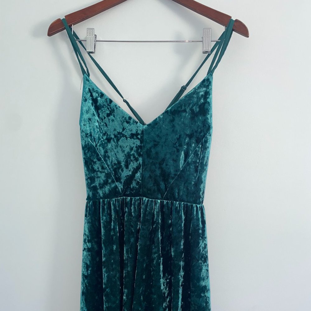 Green Velvet Mini Dress